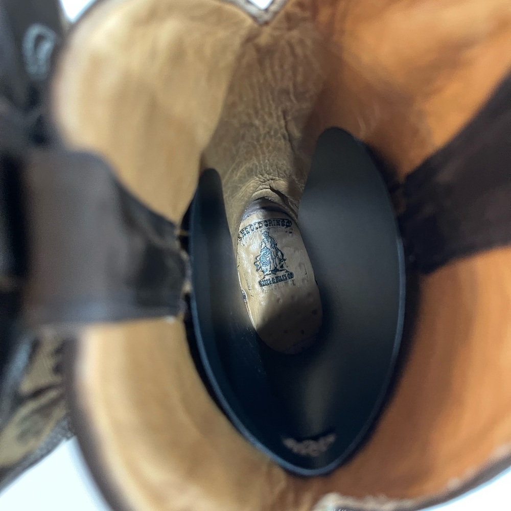 ✨Old Gringo Brown Leather Embroider Tan Butter Yellow Floral Heel Boot 6.5 Rodeo - Picture 15 of 16